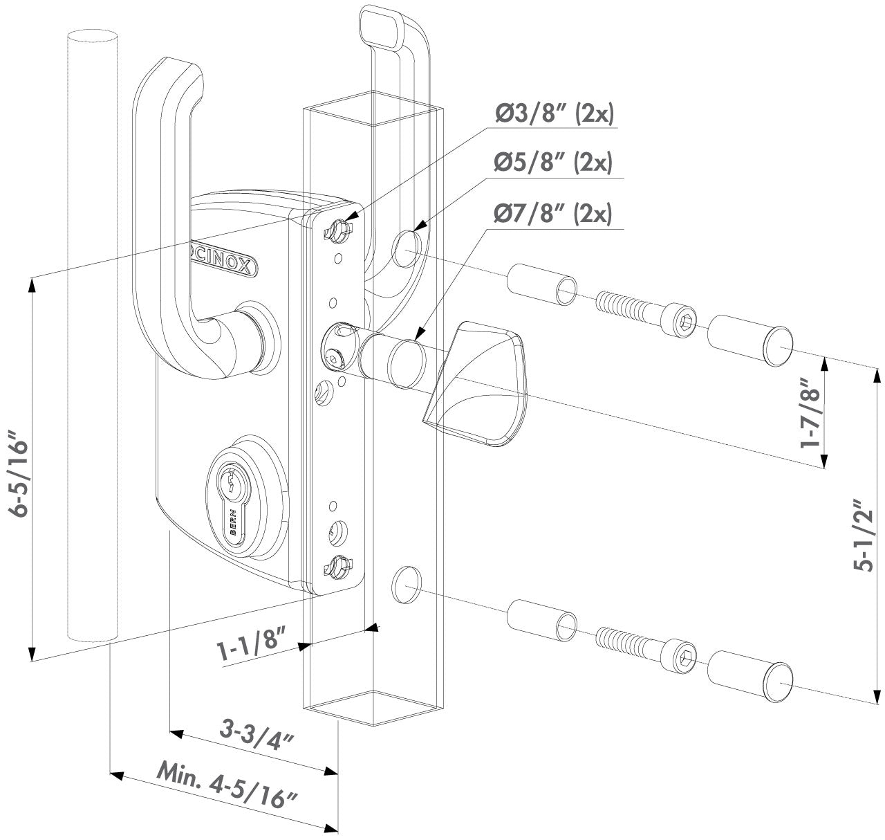 LSKZU2 Sliding Gate Locks - 2-1/2" Z 6060 - FenceSupplyCo.com