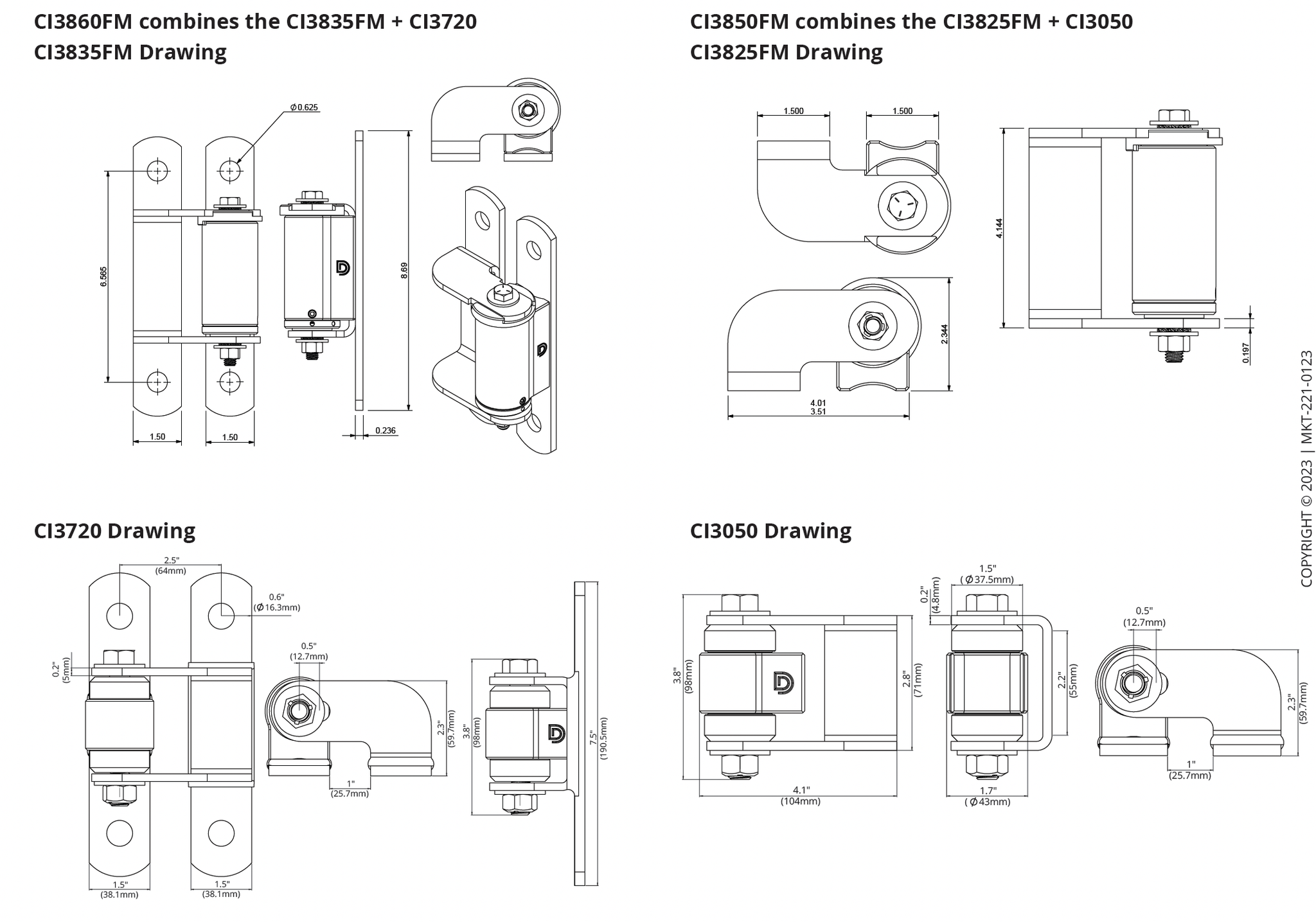 *NEW* SHUT IT CI3860FM Self-Closing Bolt-On BadAss Hinge Set - FenceSupplyCo.com