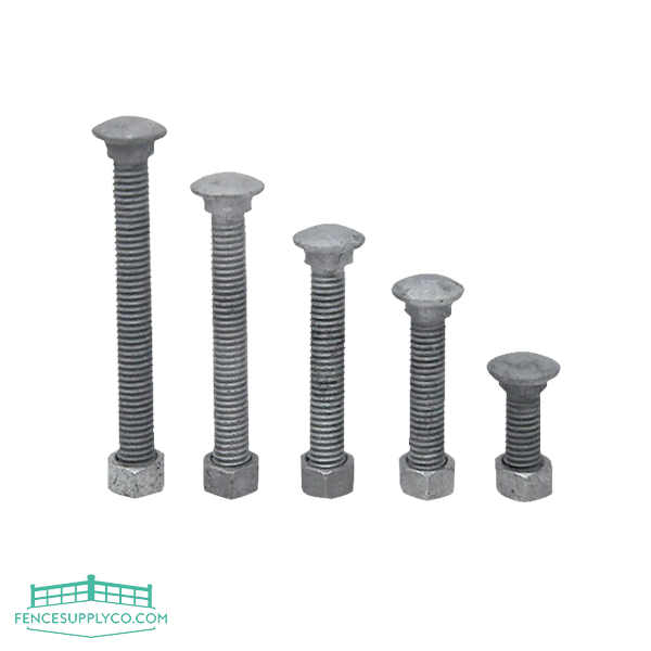 15-Pack Galvanized Carriage Bolts With Hex Nuts - 5/16" X 1-1/4" For Chain Link Fences